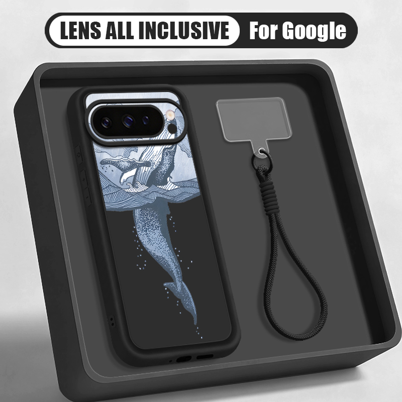 Google Pixel 8A - جراب هاتف سيليكون ناعم بتصميم حوت